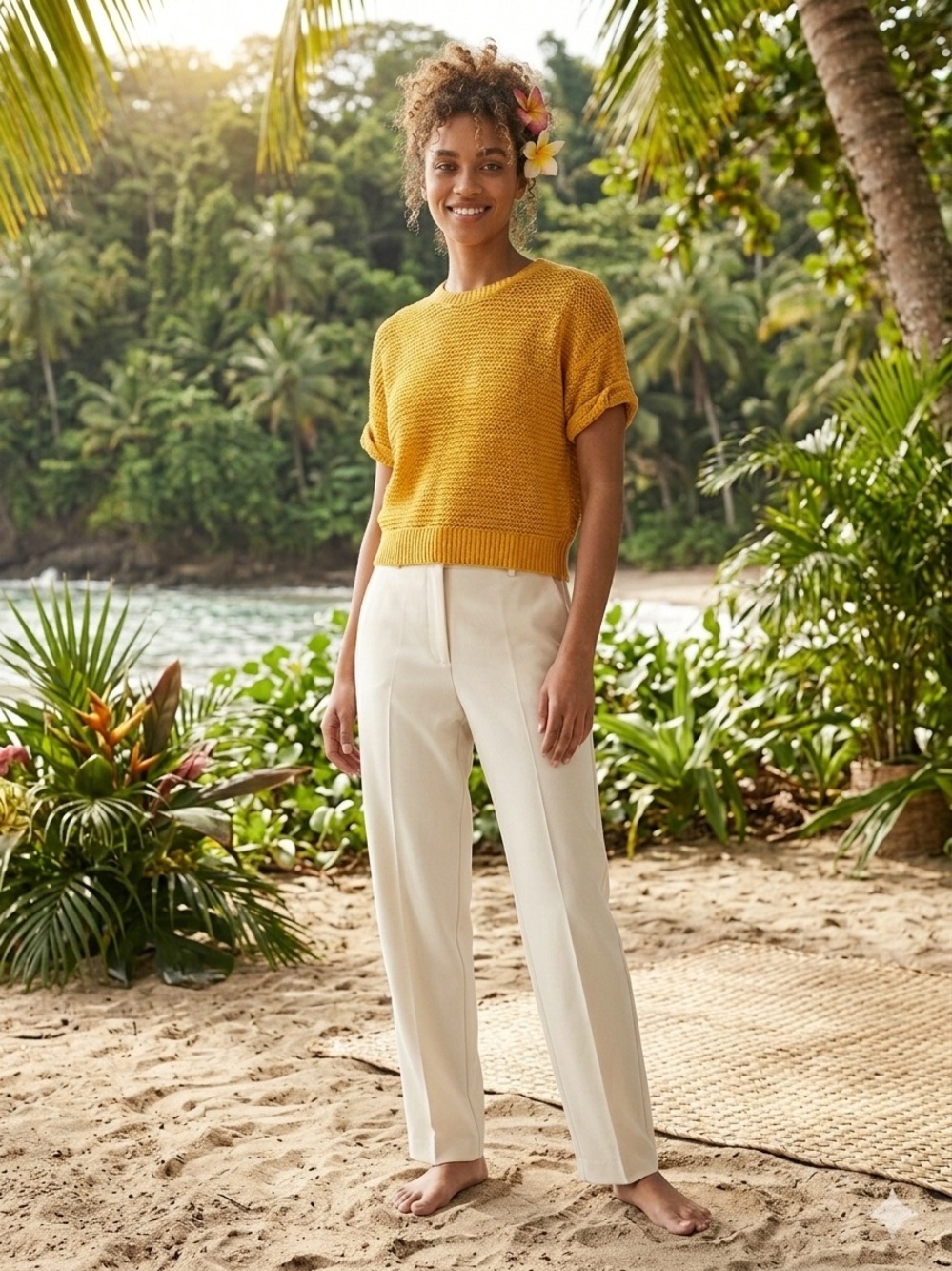 ARCHIVE H&M Mustard Yellow Cropped Open Knit Summer Sweater Top - Size XS EUC